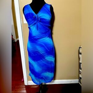 Large multi blue sun dress